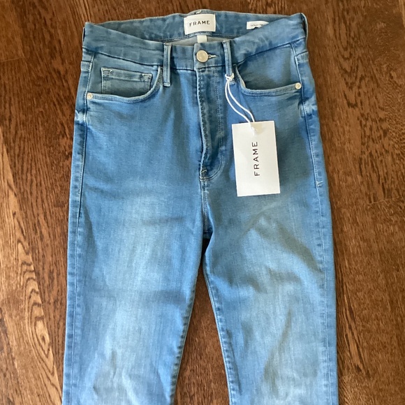 Frame Le Super High Mini Boot Split Hem Jeans Light Wash Color Danbury Sz 27 - Picture 10 of 15